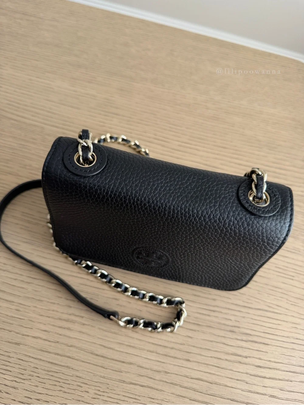 Tory Burch Black Pebbled Leather Chain Crossbody Bag